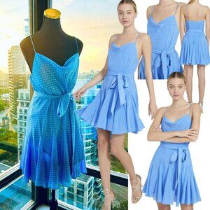 🆕 ALICE + OLIVIA 🧿 NWT Webber Cowl Neck Mini Dress, Blue Paradise